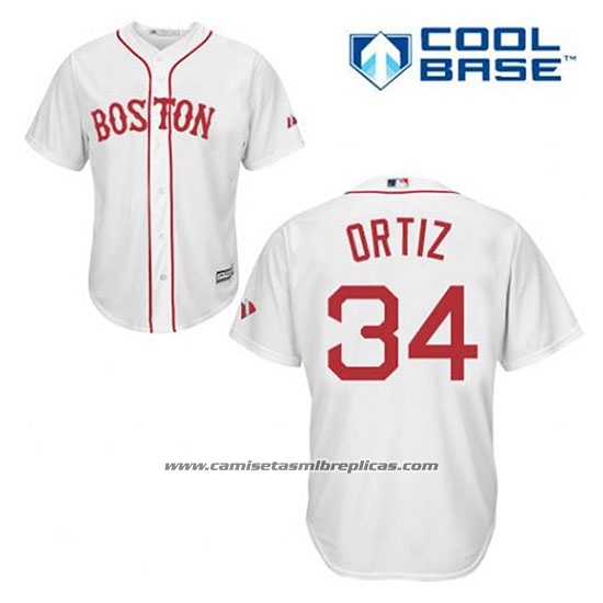 Camiseta Beisbol Hombre Boston Red Sox 34 David Ortiz Blanco Cool Base2